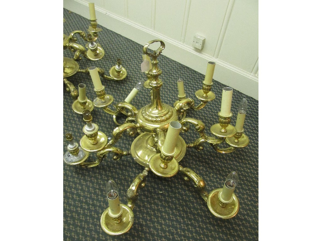 Appraisal: Brass two tier twelve branch ceiling light