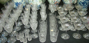 Appraisal: Continental cut glass table service comprising twelve champagne glasses cm