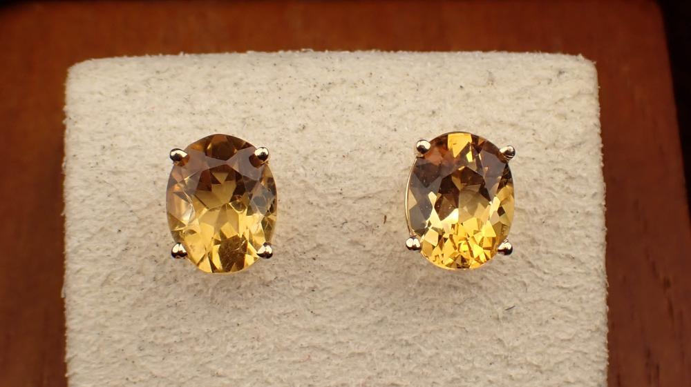 Appraisal: PAIR OF CITRINE AND FOURTEEN KARAT GOLD EAR STUDS each