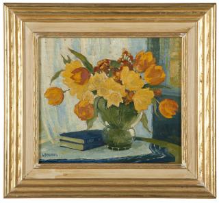 Appraisal: George Spangenberg ''Orange Flowers'' signed lower left G Spangenberg titled