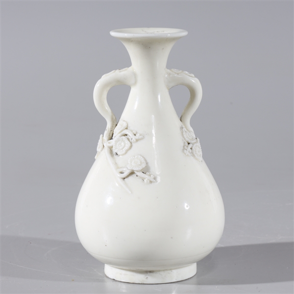 Appraisal: Small Chinese porcelain blossom vase with molded handles and flowers