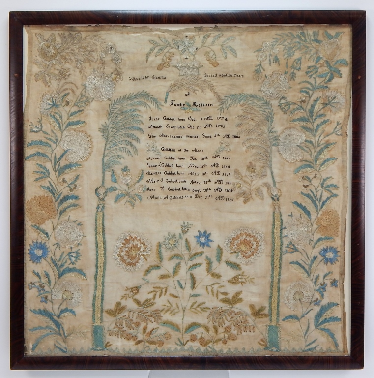 Appraisal: C ENGLISH EMBROIDERED FAMILY REGISTER SAMPLER England th CenturyHand embroidered