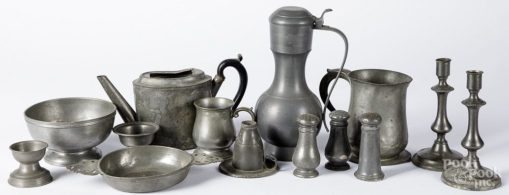 Appraisal: Continental pewter tablewares Continental pewter tablewares tallest - Condition Several