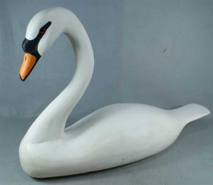 Appraisal: Painted cedar swan by the late John Bradford of Maurice