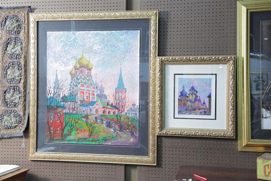 Appraisal: TWO PRINTS BY ANATOLE KRASNYANSKY b Both framed One serigraph