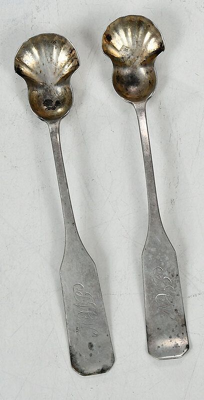 Appraisal: Two Vogler Coin Silver Salt Spoons North Carolina early th