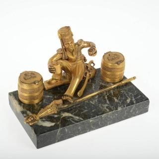 Appraisal: Russian Napoleonic War gilt bronze figural inkwell th c resting