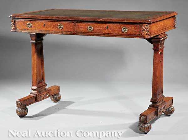 Appraisal: A William IV Carved Oak Writing Table in the Gothic