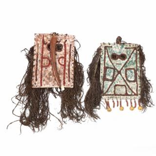 Appraisal: Mali Two Dogon Flat Masks composed of painted wood panels