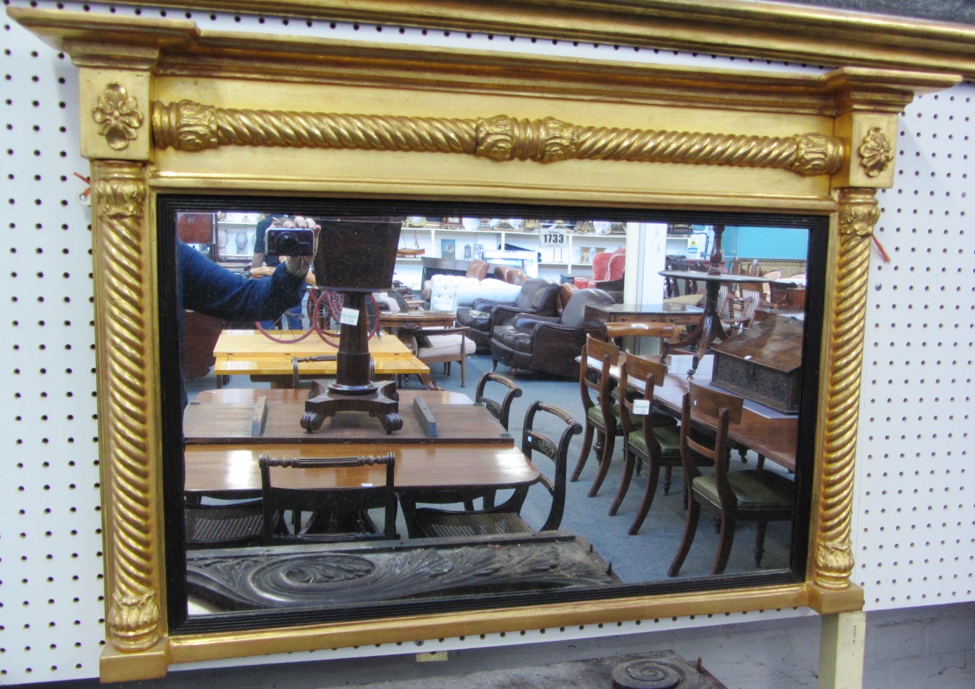 Appraisal: A Regency gilt framed overmantel mirror with rope twist decoration