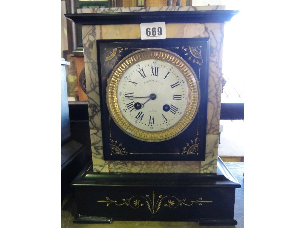 Appraisal: A th century polished marble mantle clock with lion mask