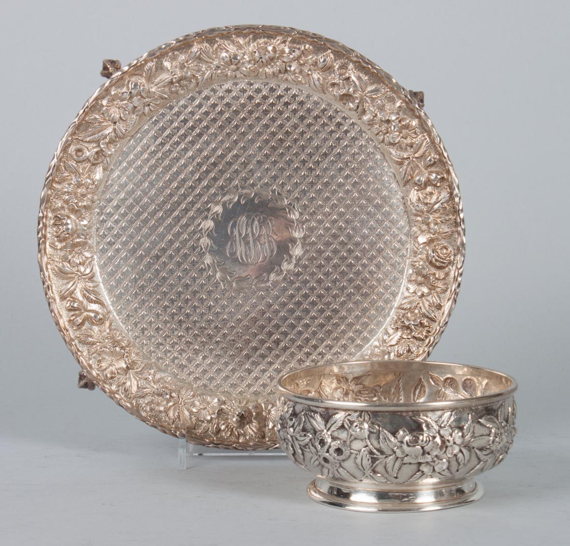 Appraisal: S Kirk Son sterling silver card tray bowl both early