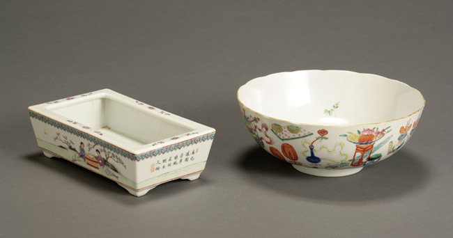 Appraisal: Chinese 'Famille Rose' Bowl and a Jardini re Daouguang Period