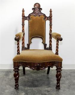 Appraisal: A Gothic Revival Armchair th century Height inches Estimate -