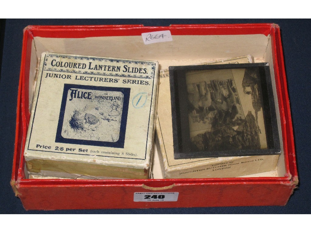 Appraisal: Lot comprising three sets of lantern slides - 'Alice in