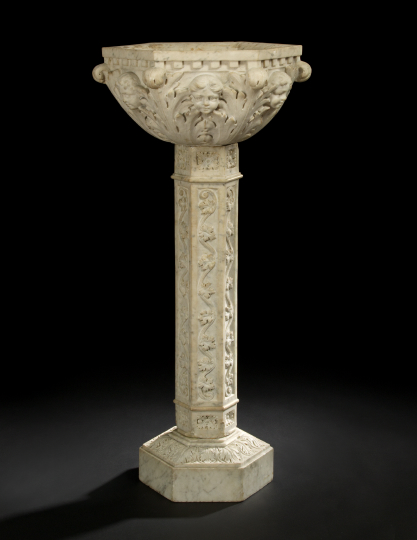 Appraisal: Italian Carved Carrara Marble Font th century in the Renaissance