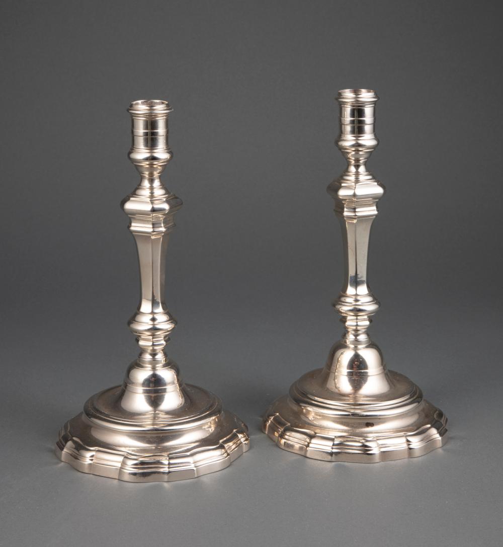 Appraisal: Pair of Louis XV Silver Candlesticks Bayonne - maker IB