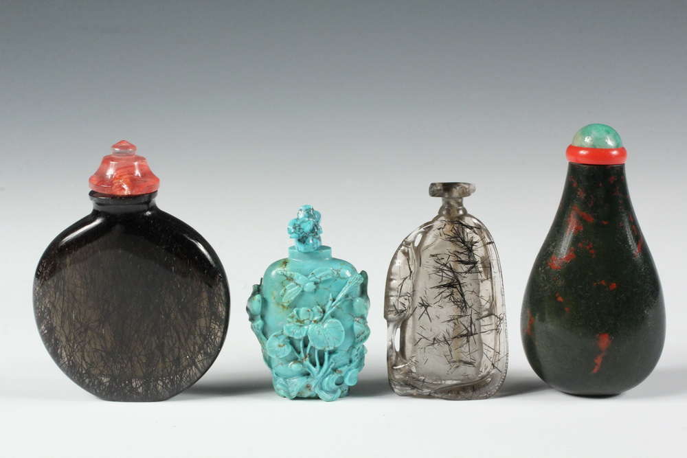 Appraisal: A GROUP OF SNUFF BOTTLES - Including A Hair Crystal