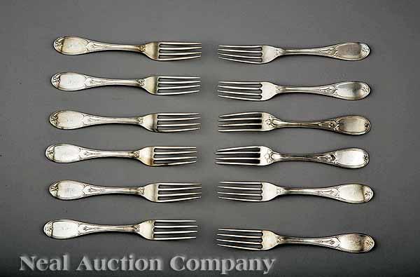 Appraisal: A Set of Twelve American Coin Silver Luncheon Forks Johnson