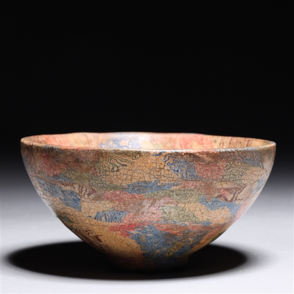 Appraisal: Chinese Ming Dynasty porcelain cup with colorful designs to surface