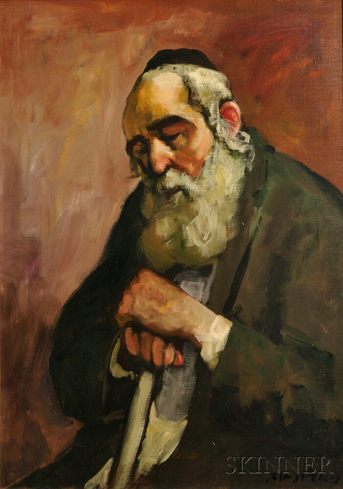 Appraisal: Adolf Adi Adler German Israeli - Portrait of Rabbi Levy