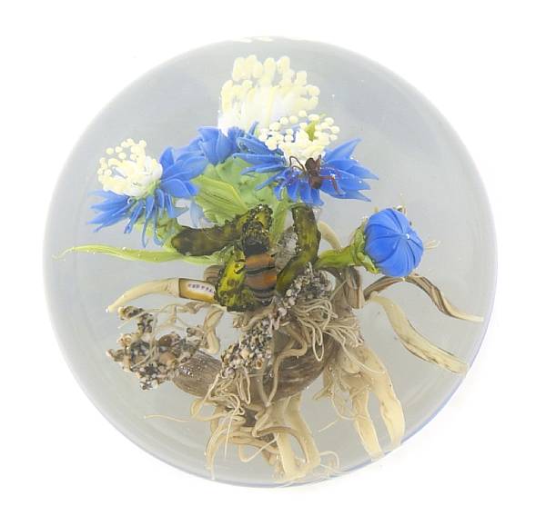 Appraisal: A Paul Stankard insect botanical and root figures glass paperweight