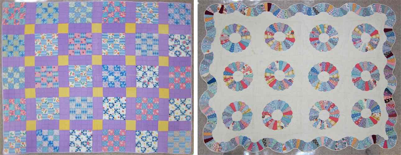 Appraisal: TWO AMERICAN PATCHWORK COTTON QUILTS Dresden Plate pattern pieced and