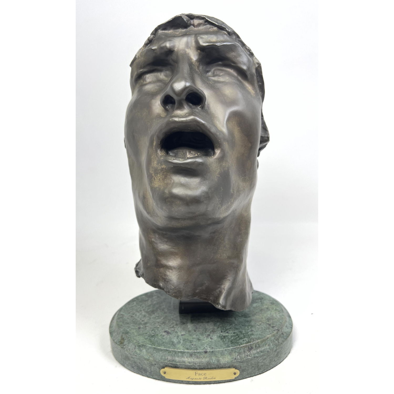 Appraisal: After Rodin Bronze Portrait Bust Face Marble base Dimensions H