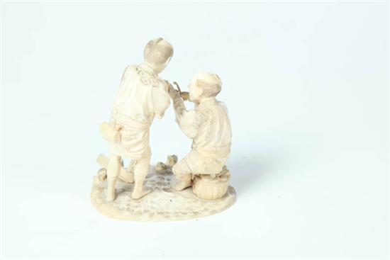 Appraisal: IVORY CARVING Japan late th-early th century Diorama of two