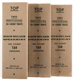 Appraisal: Three Boxes Beech-Nut Spearmint Count Tab Gum for Vending