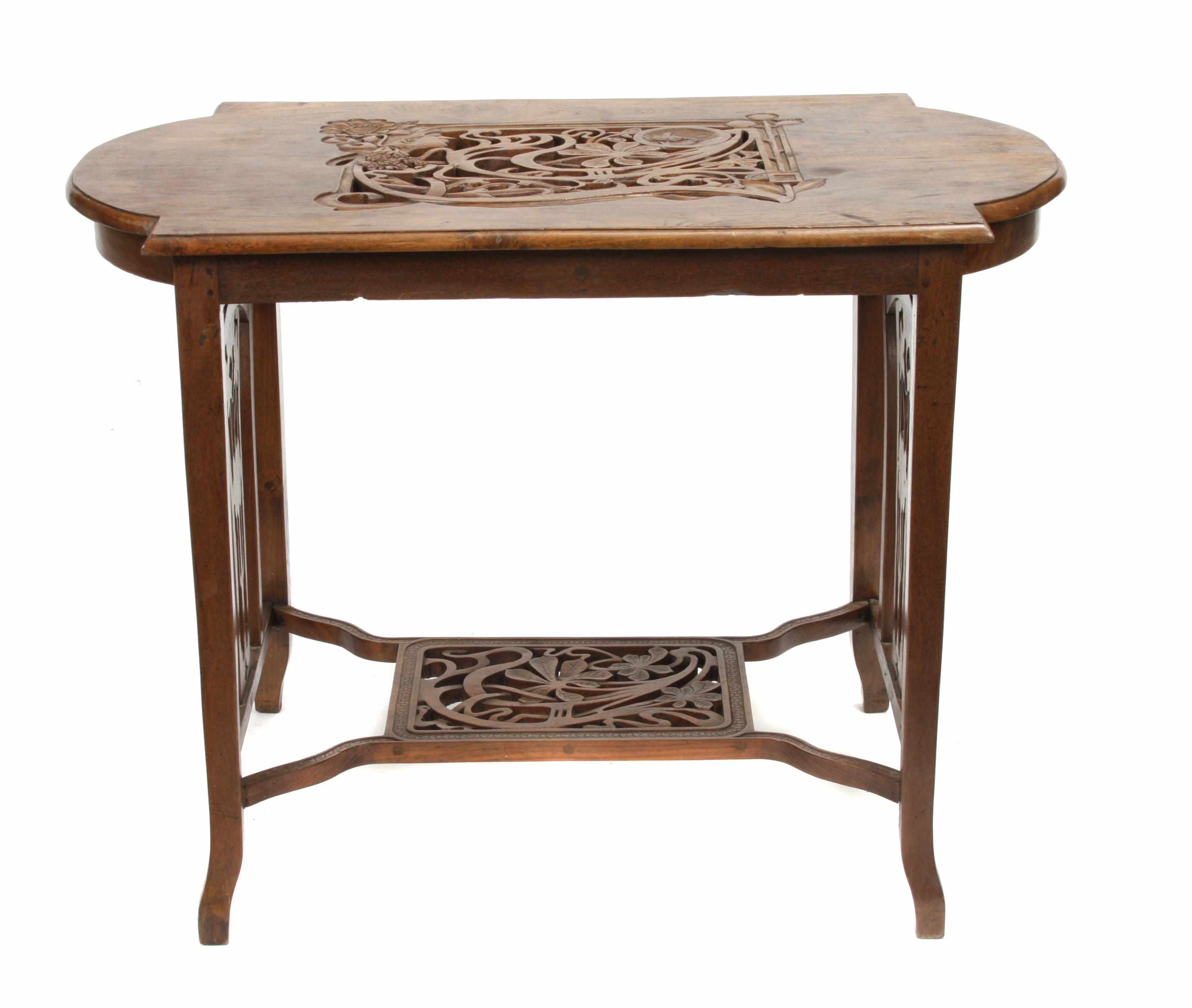 Appraisal: An Art Nouveau style oak salon table height in width