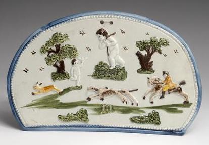 Appraisal: RARE STAFFORDSHIRE PEARLWARE GEORGE III COMMEMORATIVE PLAQUE CIRCA Applied with