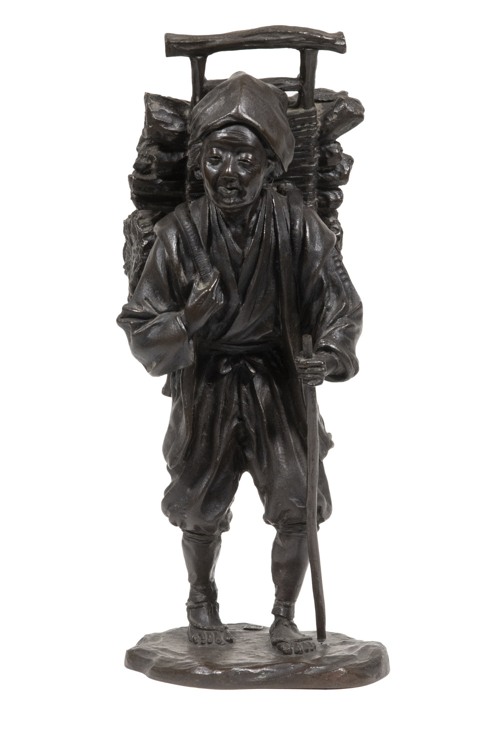 Appraisal: SEIYA GENRYUSAI JAPAN TH C Bronze Figure of a Peasant