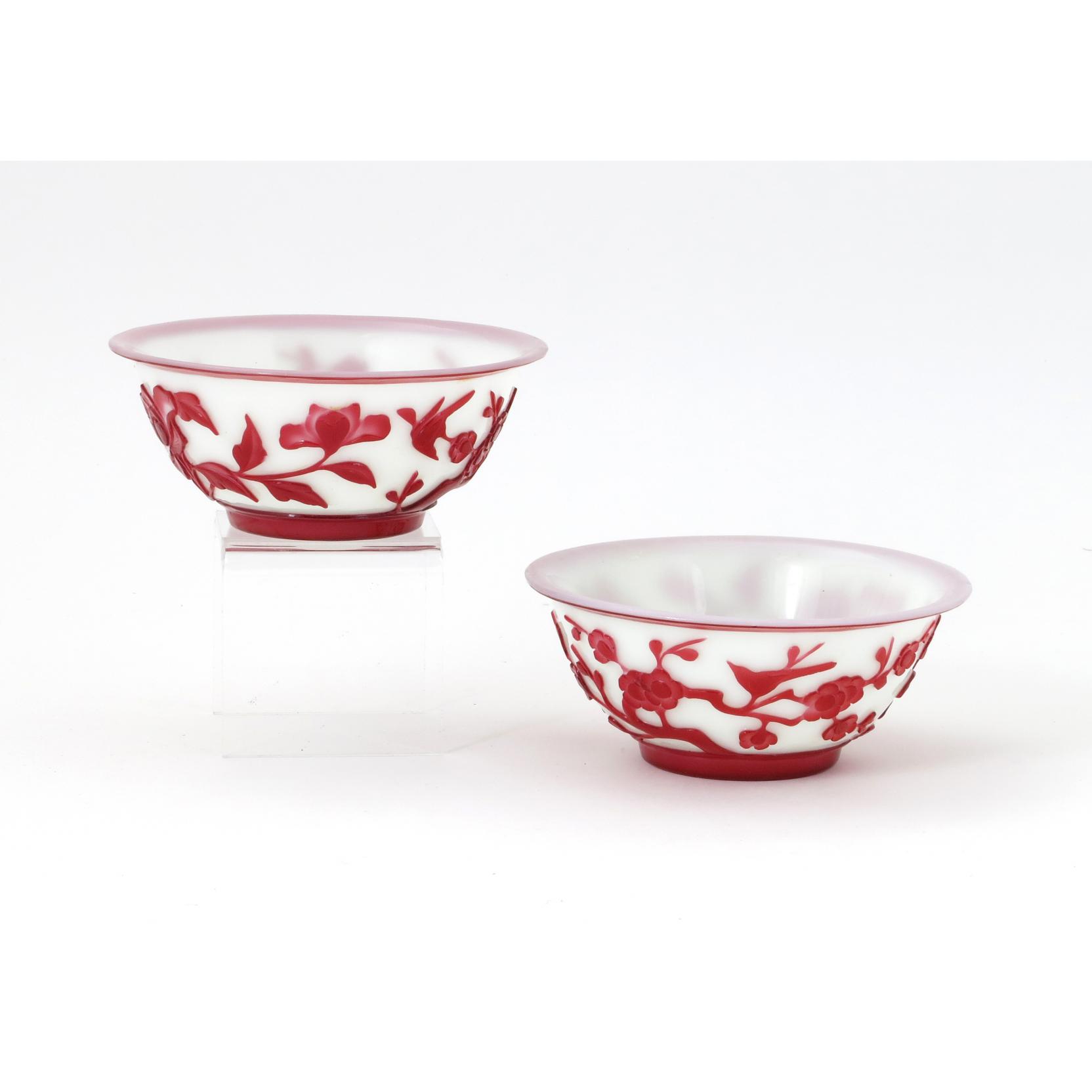 Appraisal: Pair of Peking Glass Bowls late th-early th century deeply