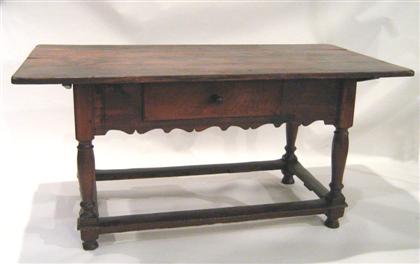 Appraisal: William and Mary walnut work table pennsylvania circa With rectangular