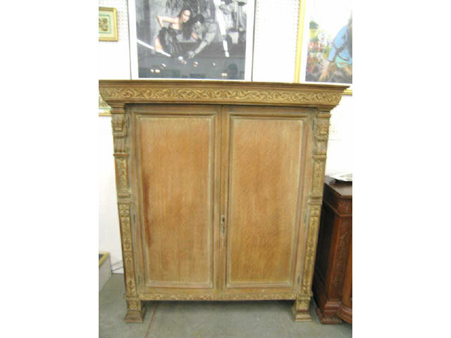 Appraisal: Victorian Carved Cupboard double door column sides