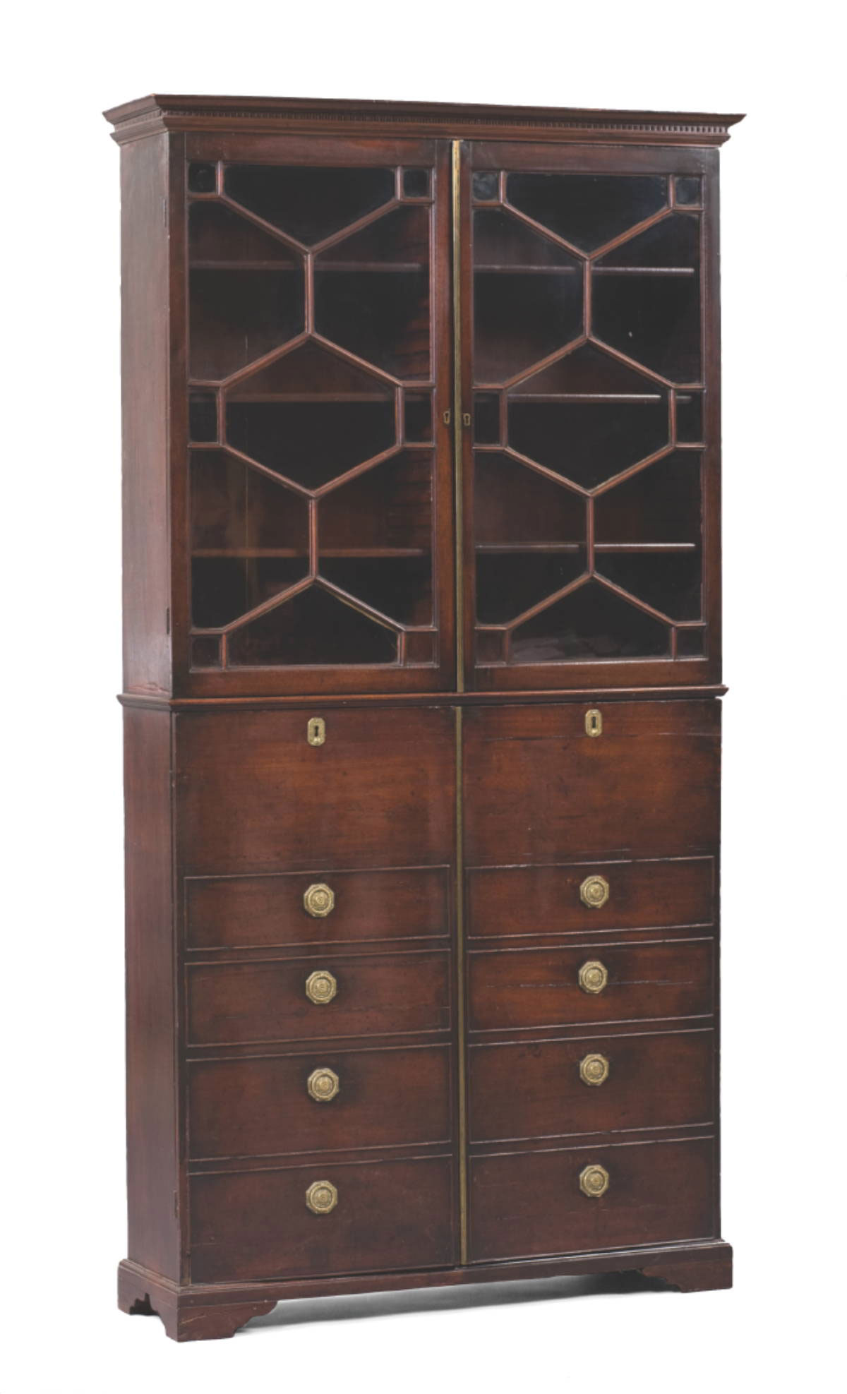 Appraisal: GEORGIAN STYLE MAHOGANY CABINET AND BOOKCASE The rectangular top above