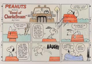 Appraisal: CHARLES SCHULZ American - SIGNED HAND COLORED COMIC STRIP CAMPAIGN