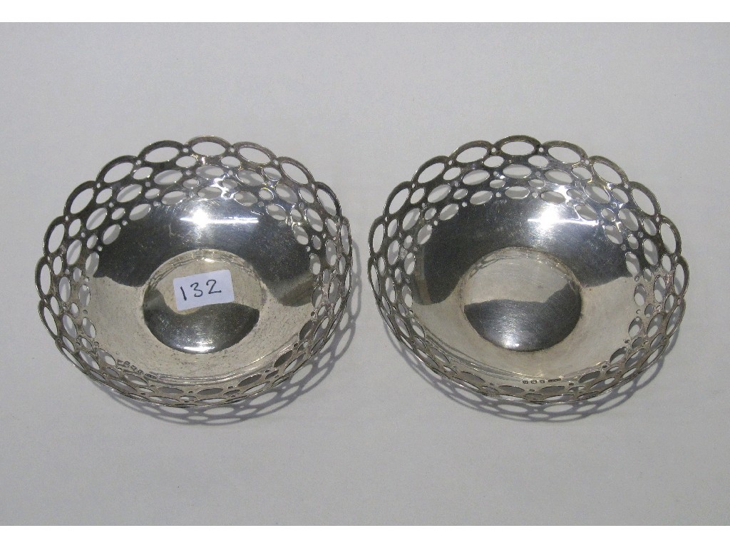 Appraisal: Pair of silver bon bon dishes Birmingham