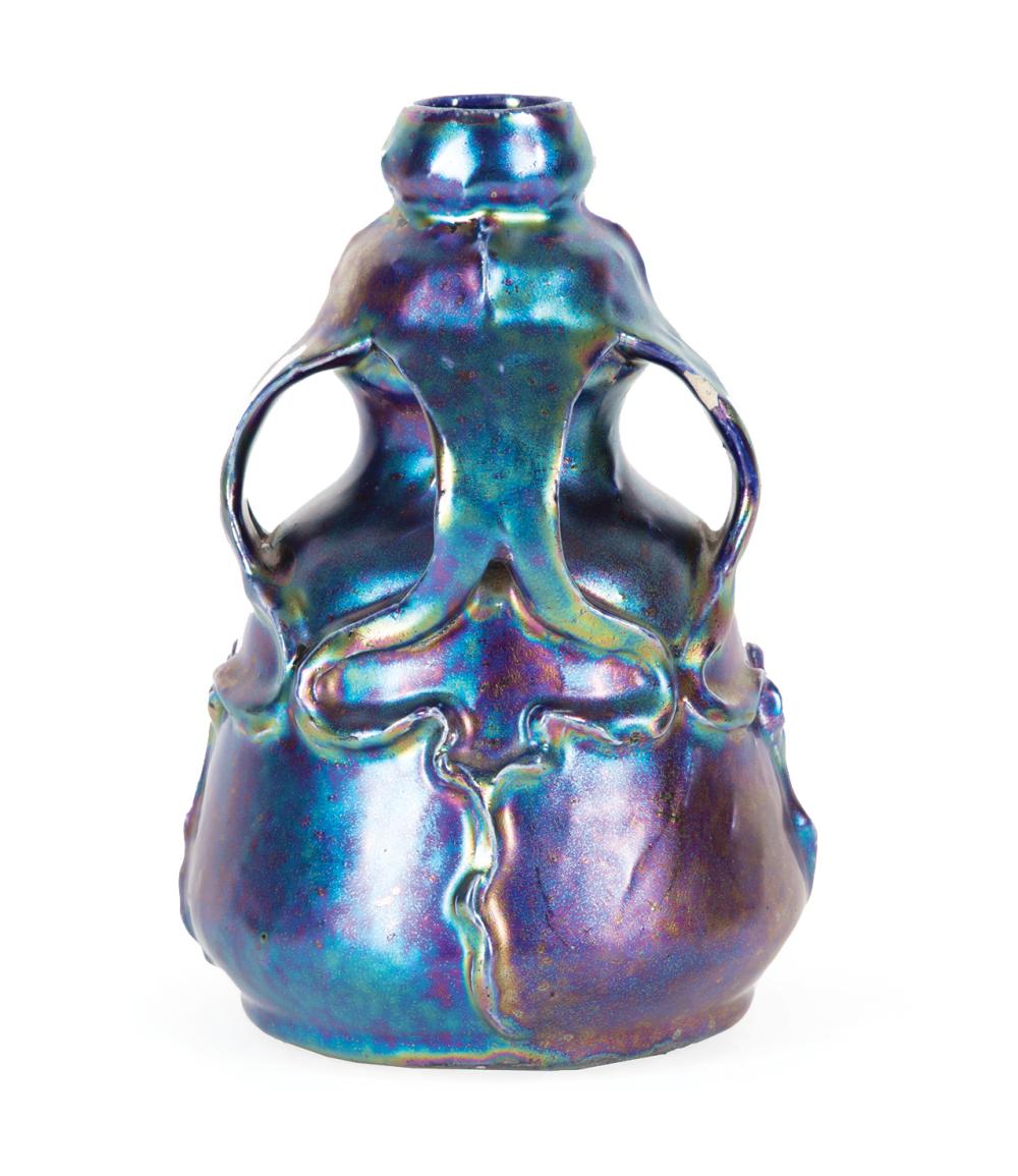 Appraisal: Continental Iridescent Glaze Ceramic Vase in the Style of Clement