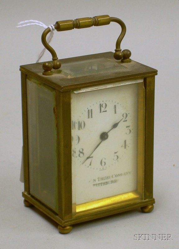 Appraisal: French Brass Carriage Clock D Barrows France with brass and