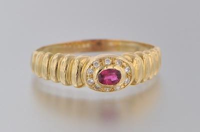 Appraisal: A Ladies' Ruby and Diamond Ring k yellow gold ring