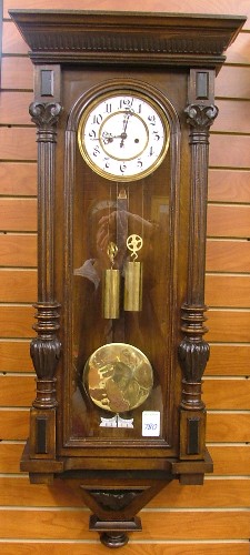 Appraisal: TWO-WEIGHT REGULATOR WALL CLOCK Gustav Becker Clock Workshops Vienna Austria