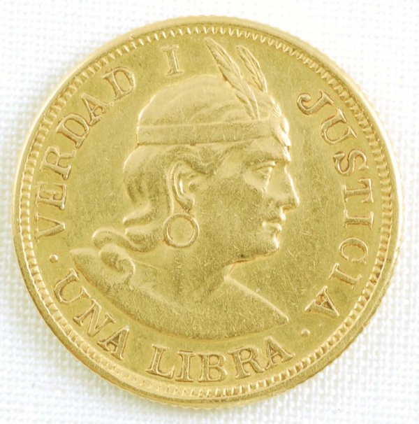 Appraisal: Peru gold libra CONDITION About Uncirculated