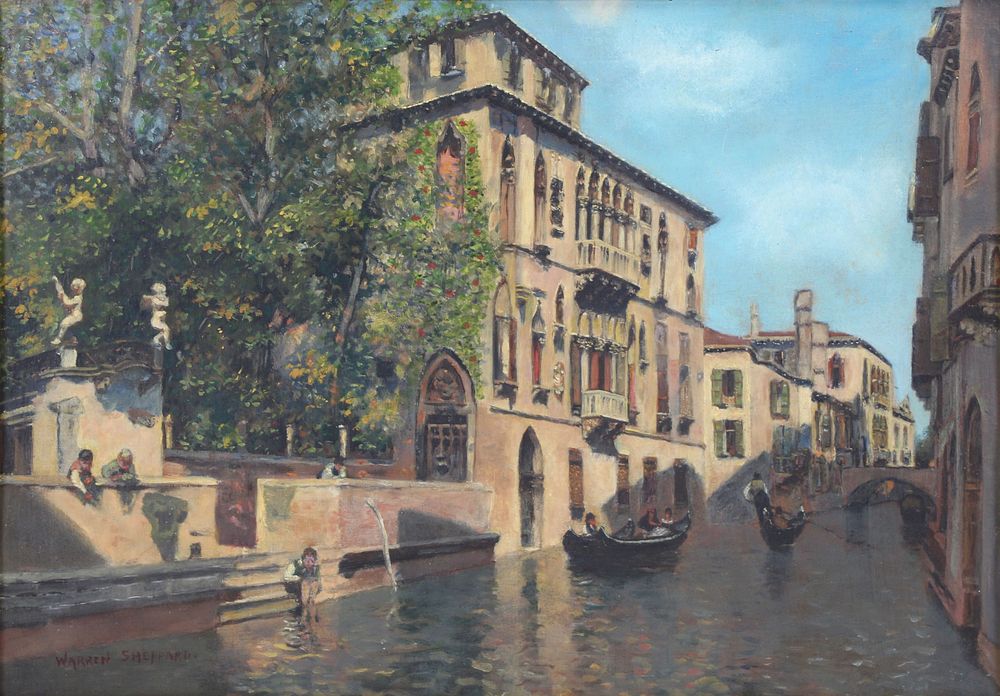 Appraisal: WARREN SHEPPARD AMERICAN - Oil on Canvas Venetian Scene Signed