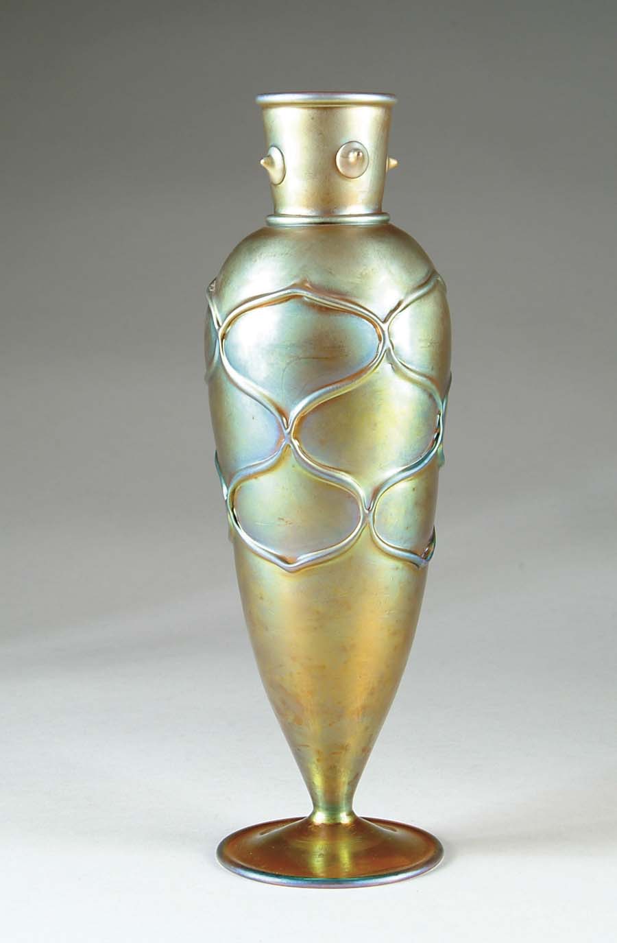 Appraisal: STEUBEN GOLD AURENE VASE Iridescent gold coloring with blue highlights