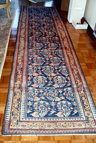 Appraisal: SIGNED HAND TIED FINE HAMADAN CARPET RUNNER Approx ' ''