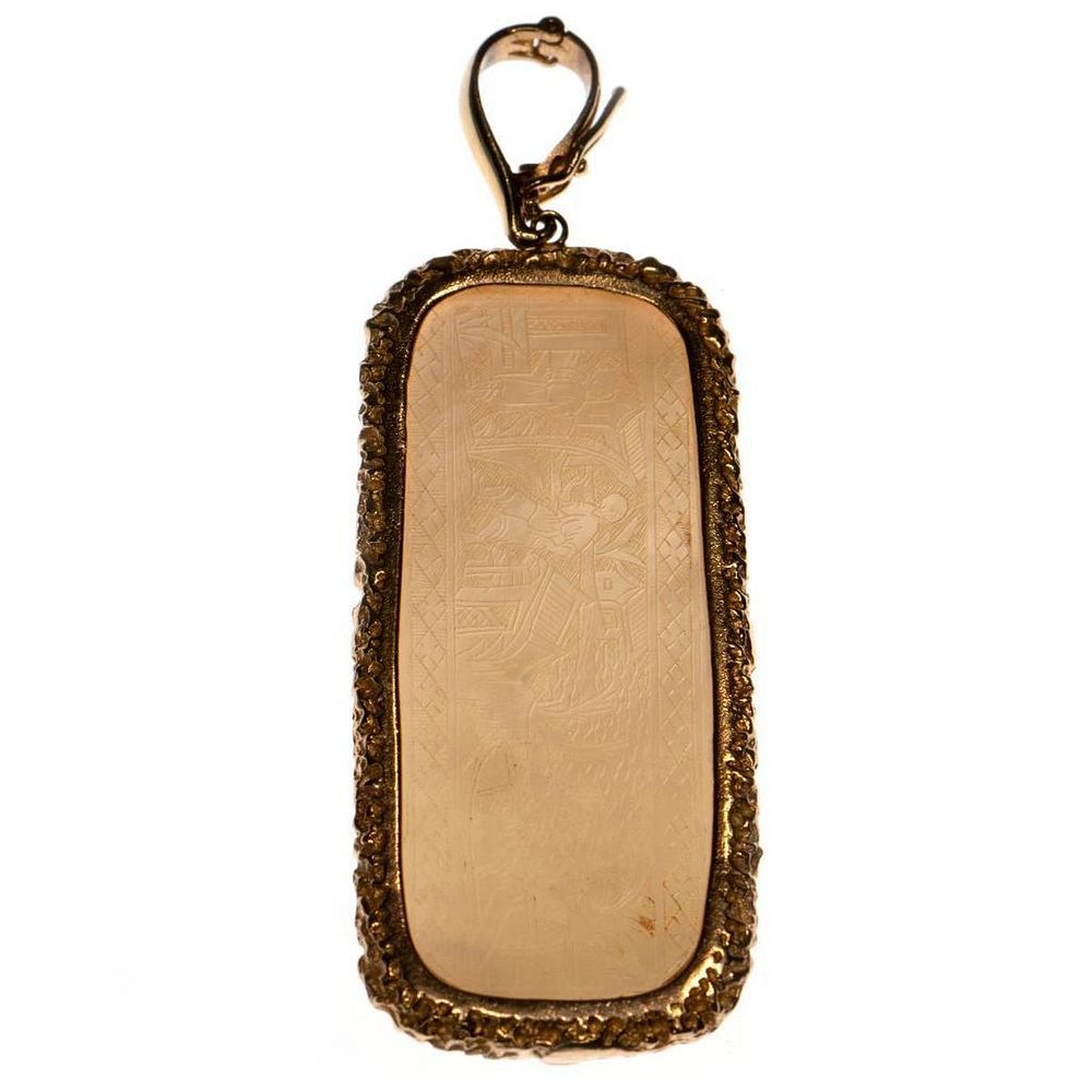 Appraisal: Antique Chinese mother-of-pearl gaming chip k pendant the pendant-enhancer features