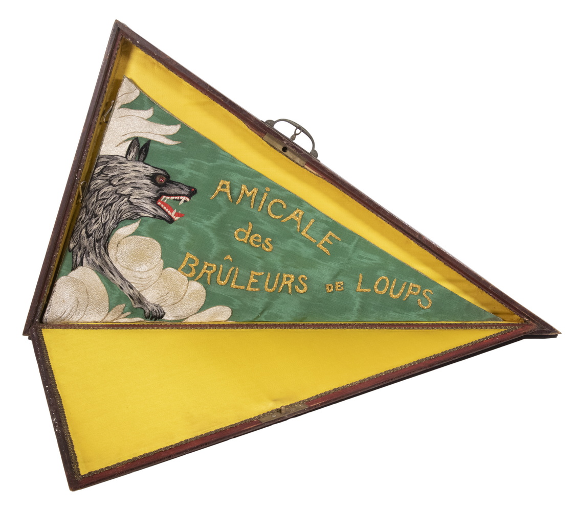 Appraisal: CASED FRENCH PENNANT - AMICALE DES BRULEURS DE LOUPS Finely