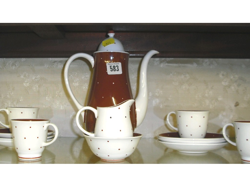 Appraisal: Susie Cooper Quail shape bone china 'Polka Dot' coffee set